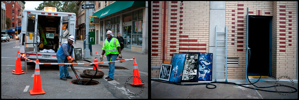 ConEd workers on Ave C / 8th St Pictures, NYC. Hurricane Sandy 10/31/12