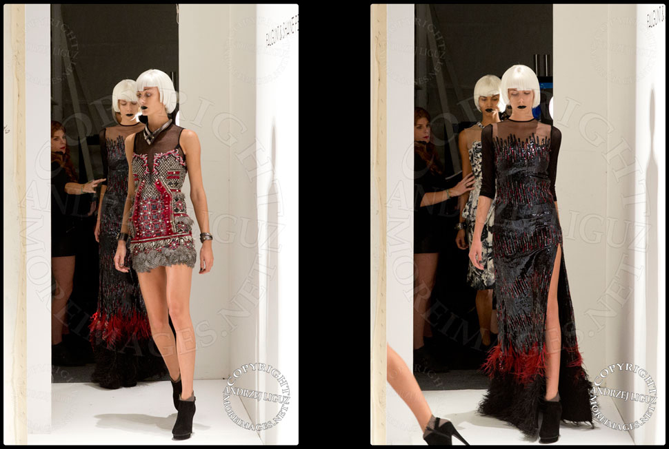 Models heading out on the catwalk to show the Falguni & Shane Peacock Spring & Summer 2014 show at NYC Fashion Week