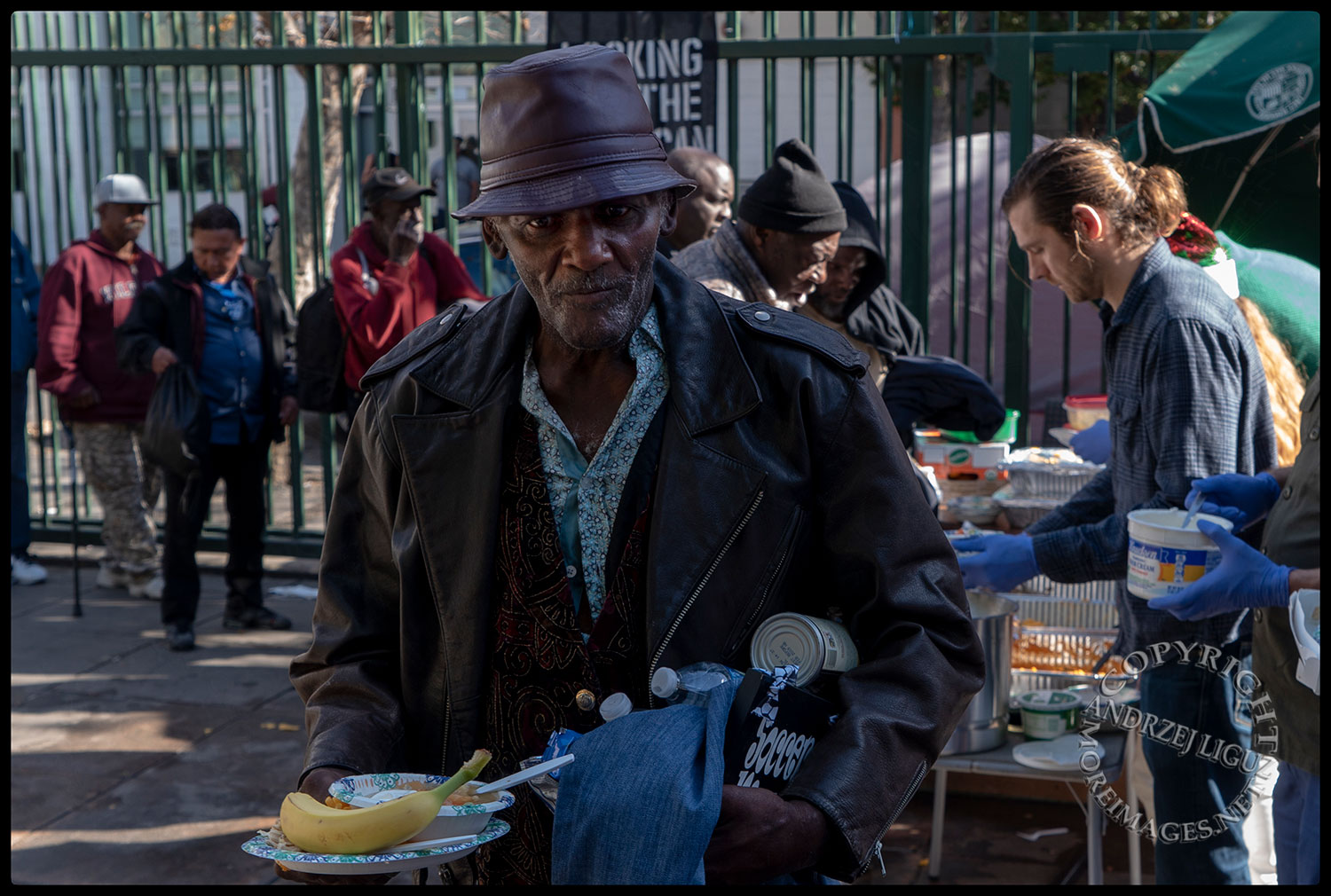 Feeding the homeless, San Julian Park, Skid Row. LA, Christmas Day 2018