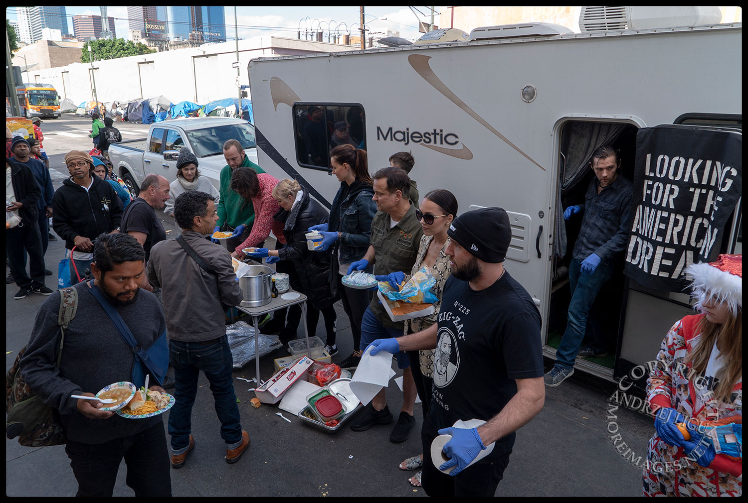 Feeding the homeless, Skid Row, LA, Christmas Day 2018