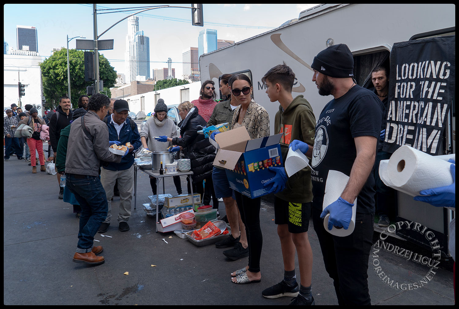 Feeding the homeless, Skid Row, LA, Christmas Day 2018