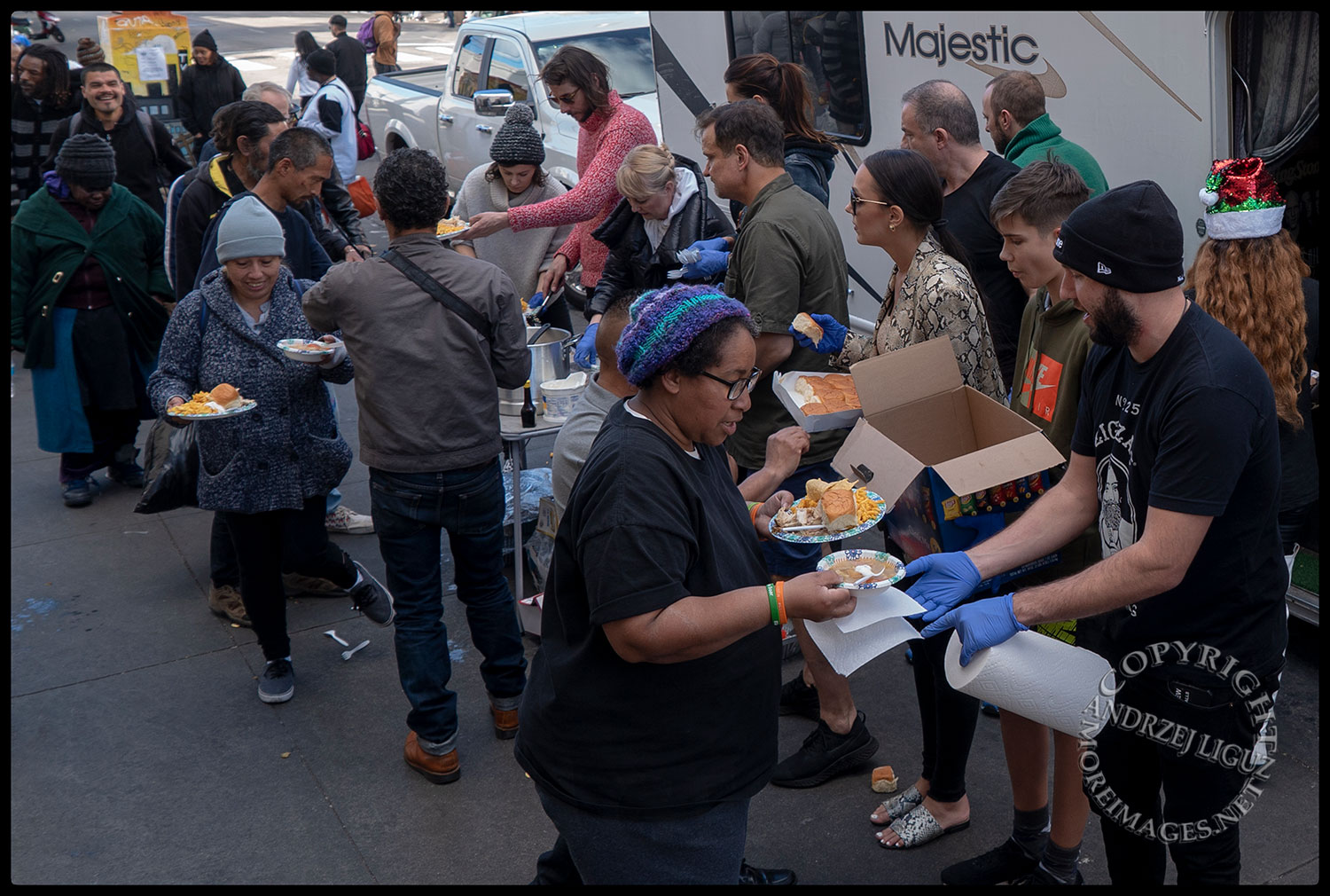 Feeding the homeless, Skid Row, LA, Christmas Day 2018