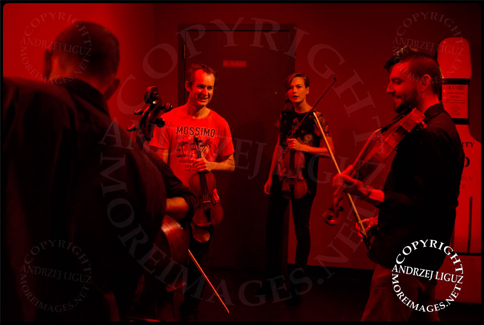 Members of ACO Underground warming up before their show at Le Poisson Rouge © Andrzej Liguz/moreimages.net. Not to be used without permission