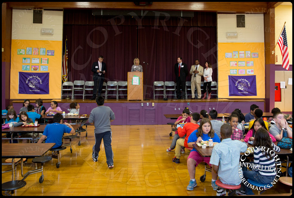 Speakers at the launch of the Lets Move Salad Bar at Vails Gate Elementary School in New Windsor, NY © Andrzej Liguz/moreimages.net. Not to be used without permission